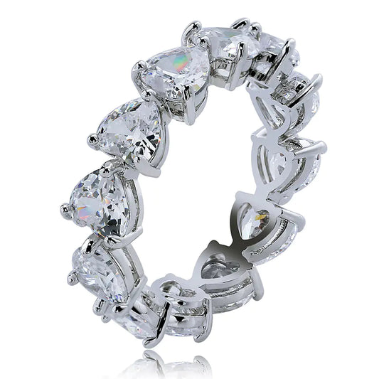 Heart-Shaped Zircon Couple Rings for Hip-Hop Style